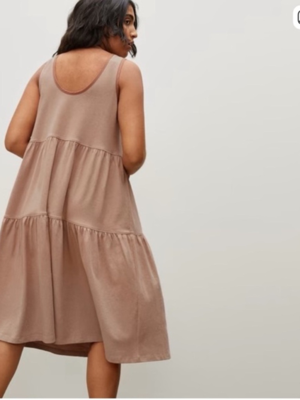 Everlane The Weekend Mauve Tiered Cotton Dress size Large